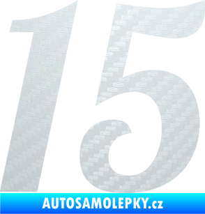 Samolepka Startovní číslo 15 typ 3      3D karbon bílý