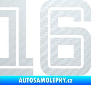Samolepka Startovní číslo 16 typ 7 3D karbon bílý