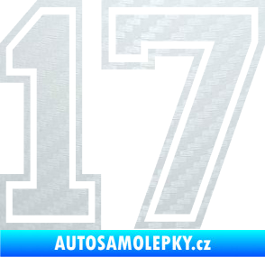 Samolepka Startovní číslo 17 typ 4 3D karbon bílý