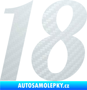 Samolepka Startovní číslo 18 typ 3         3D karbon bílý