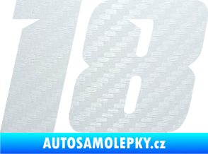 Samolepka Startovní číslo 18 typ 6 3D karbon bílý
