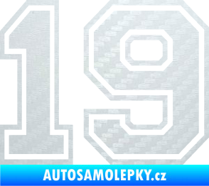 Samolepka Startovní číslo 19 typ 4 3D karbon bílý