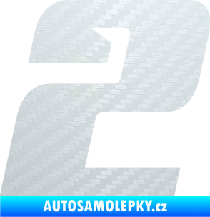 Samolepka Startovní číslo 2 typ 6 3D karbon bílý