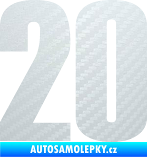 Samolepka Startovní číslo 20 typ 2       3D karbon bílý