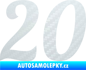 Samolepka Startovní číslo 20 typ 3           3D karbon bílý