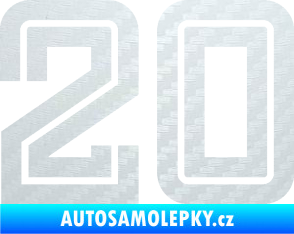 Samolepka Startovní číslo 20 typ 7 3D karbon bílý