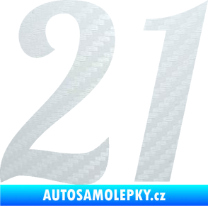 Samolepka Startovní číslo 21 typ 3 3D karbon bílý