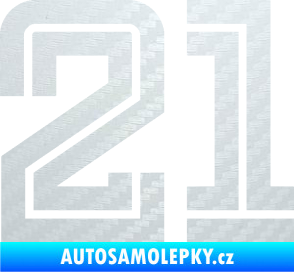 Samolepka Startovní číslo 21 typ 7 3D karbon bílý