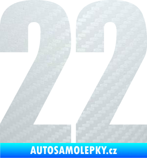 Samolepka Startovní číslo 22 typ 2         3D karbon bílý