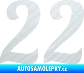 Samolepka Startovní číslo 22 typ 3 3D karbon bílý