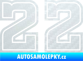 Samolepka Startovní číslo 22 typ 5 3D karbon bílý