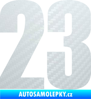 Samolepka Startovní číslo 23 typ 2          3D karbon bílý