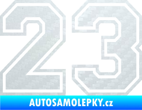 Samolepka Startovní číslo 23 typ 4 3D karbon bílý