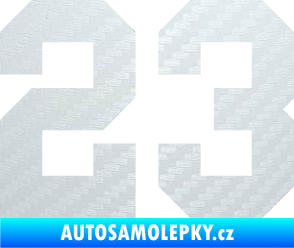 Samolepka Startovní číslo 23 3D karbon bílý