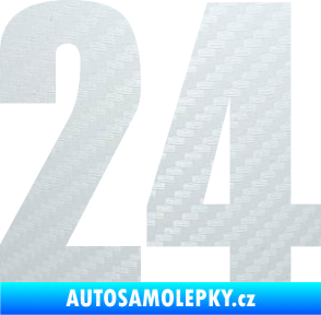 Samolepka Startovní číslo 24 typ 2      3D karbon bílý