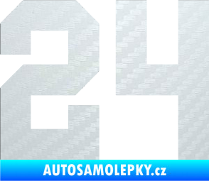 Samolepka Startovní číslo 24 3D karbon bílý