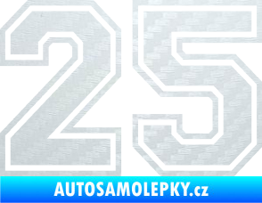 Samolepka Startovní číslo 25 typ 4 3D karbon bílý