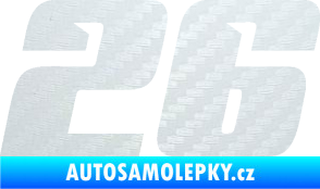 Samolepka Startovní číslo 26 typ 6 3D karbon bílý