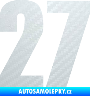 Samolepka Startovní číslo 27 typ 2     3D karbon bílý