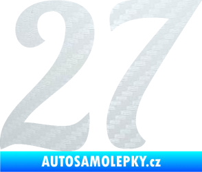 Samolepka Startovní číslo 27 typ 3 3D karbon bílý