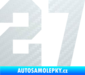 Samolepka Startovní číslo 27 3D karbon bílý