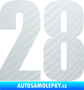 Samolepka Startovní číslo 28 typ 2    3D karbon bílý