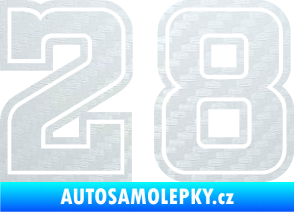 Samolepka Startovní číslo 28 typ 5 3D karbon bílý