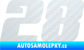 Samolepka Startovní číslo 28 typ 6 3D karbon bílý