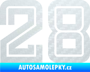 Samolepka Startovní číslo 28 typ 7 3D karbon bílý