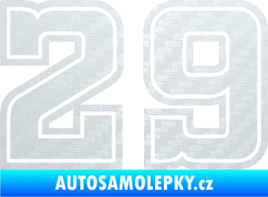 Samolepka Startovní číslo 29 typ 5 3D karbon bílý