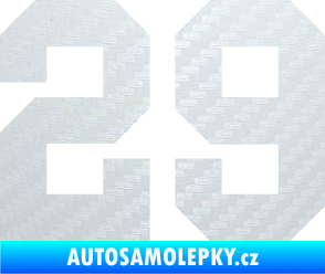 Samolepka Startovní číslo 29 3D karbon bílý
