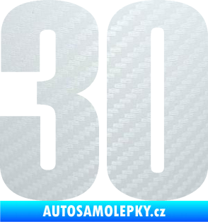 Samolepka Startovní číslo 30 typ 2     3D karbon bílý