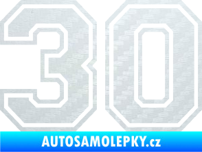 Samolepka Startovní číslo 30 typ 4 3D karbon bílý