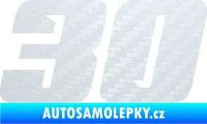 Samolepka Startovní číslo 30 typ 6 3D karbon bílý