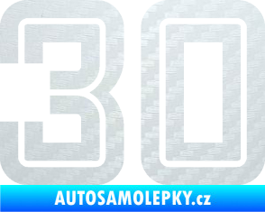 Samolepka Startovní číslo 30 typ 7 3D karbon bílý