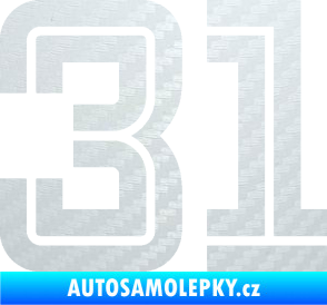 Samolepka Startovní číslo 31 typ 7 3D karbon bílý