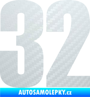 Samolepka Startovní číslo 32 typ 2     3D karbon bílý