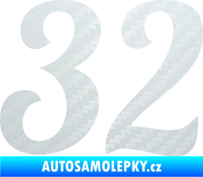 Samolepka Startovní číslo 32 typ 3 3D karbon bílý