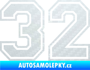 Samolepka Startovní číslo 32 typ 4 3D karbon bílý