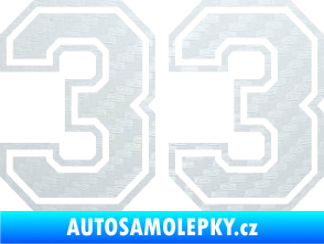 Samolepka Startovní číslo 33 typ 4 3D karbon bílý