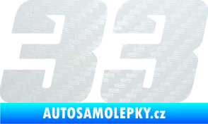 Samolepka Startovní číslo 33 typ 6 3D karbon bílý