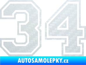 Samolepka Startovní číslo 34 typ 4 3D karbon bílý