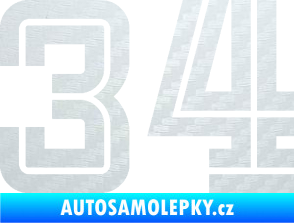 Samolepka Startovní číslo 34 typ 7 3D karbon bílý