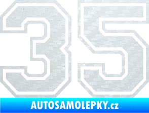 Samolepka Startovní číslo 35 typ 4 3D karbon bílý