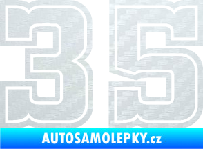 Samolepka Startovní číslo 35 typ 5 3D karbon bílý