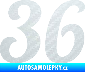 Samolepka Startovní číslo 36 typ 3  3D karbon bílý