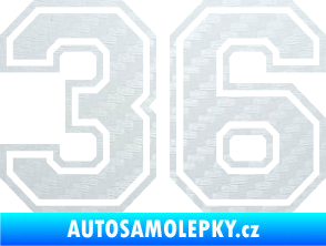 Samolepka Startovní číslo 36 typ 4 3D karbon bílý