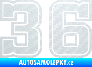 Samolepka Startovní číslo 36 typ 5 3D karbon bílý