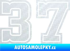 Samolepka Startovní číslo 37 typ 5 3D karbon bílý