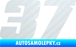 Samolepka Startovní číslo 37 typ 6 3D karbon bílý